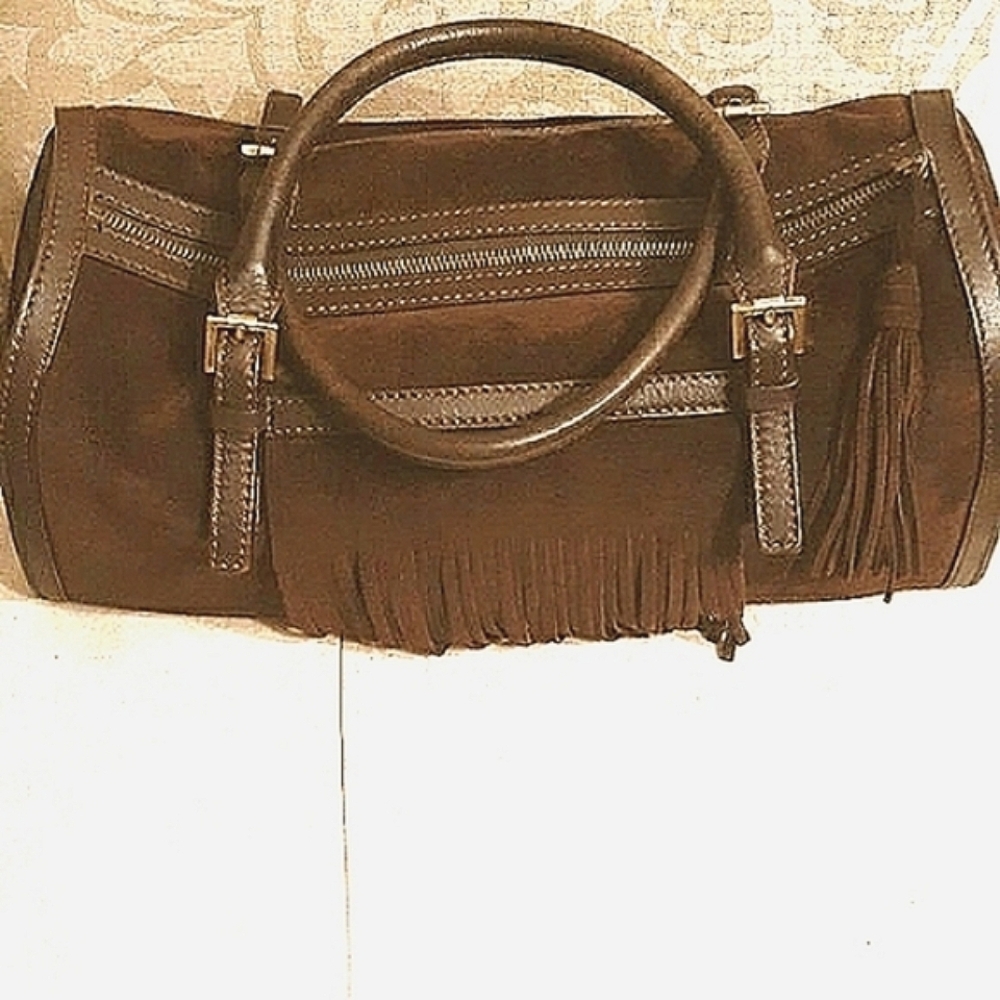 Burberry Suede Fringe Bag Satchel w/ Fringes